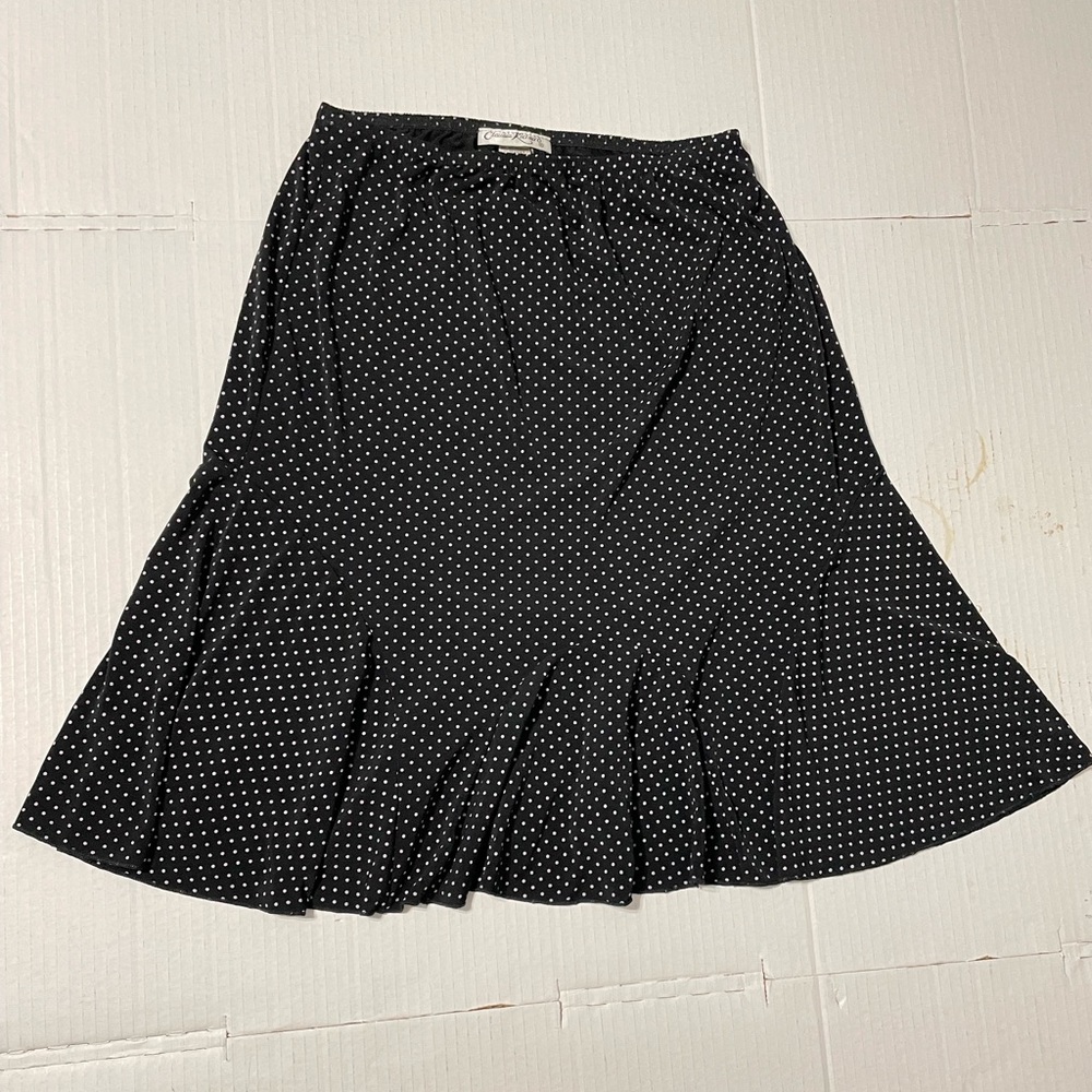 Cloudia Richard Womens Black Polka Dot Ruffle Skirt Size M